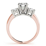 Platinum 3 Stone Engagement Ring Lab Grown Round Diamond Prong Set