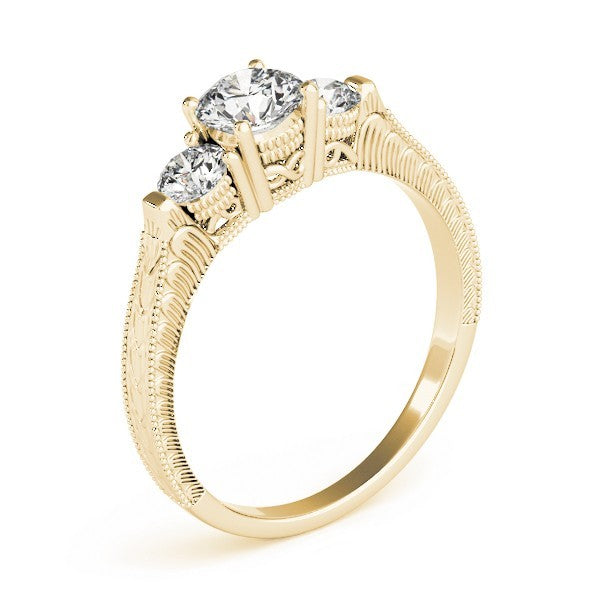 2.00Ct Lab Grown Round Diamond Milgrain 3 Stone Engagement Ring Platinum