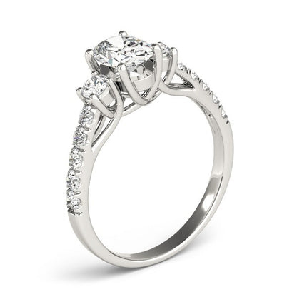 2.00CT Lab Grown Oval Diamond Trilogy Engagement Ring Platinum