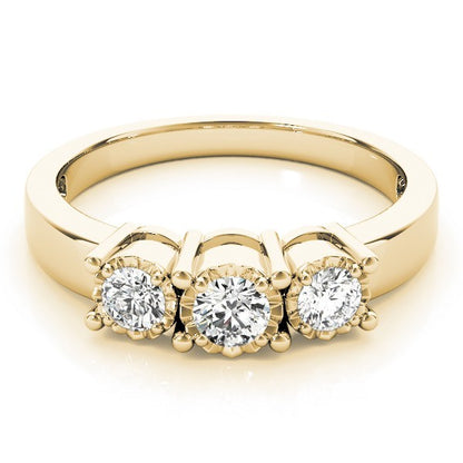 Round Lab Grown Diamond 3 Stone Engagement Ring
