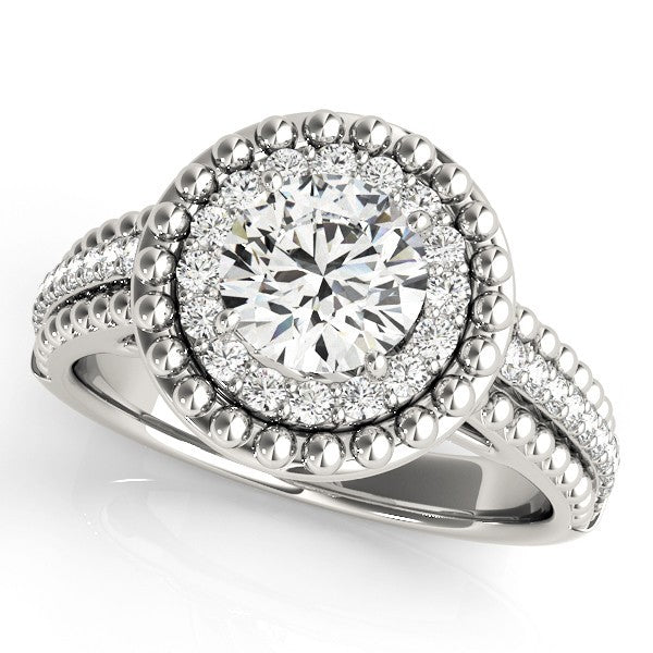 Lab Grown Round Diamond Halo Engagement Ring 