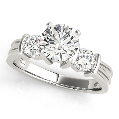 Lab Grown Round Diamond 3 Stone Engagement Ring In DE/VS 2CT Platinum