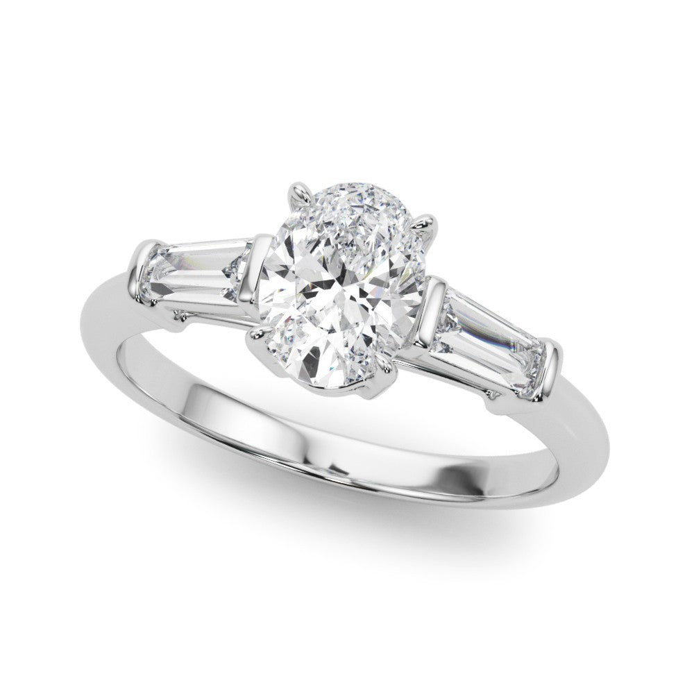 Lab-Grown Oval Diamond 3 Stone Engagement Ring