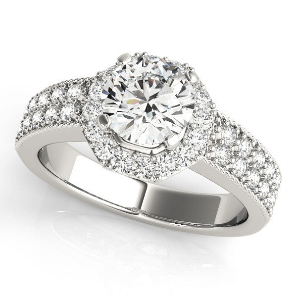 2.00Ct DE/VS Lab Grown Round Cut Diamond Halo Engagement Ring Platinum