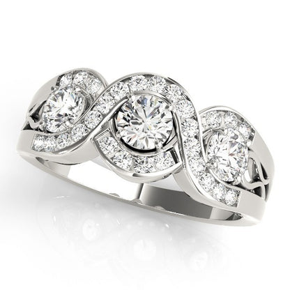 Lab Grown Round Diamond Infinity Trilogy Engagement Ring  2CT DE/VS Platinum