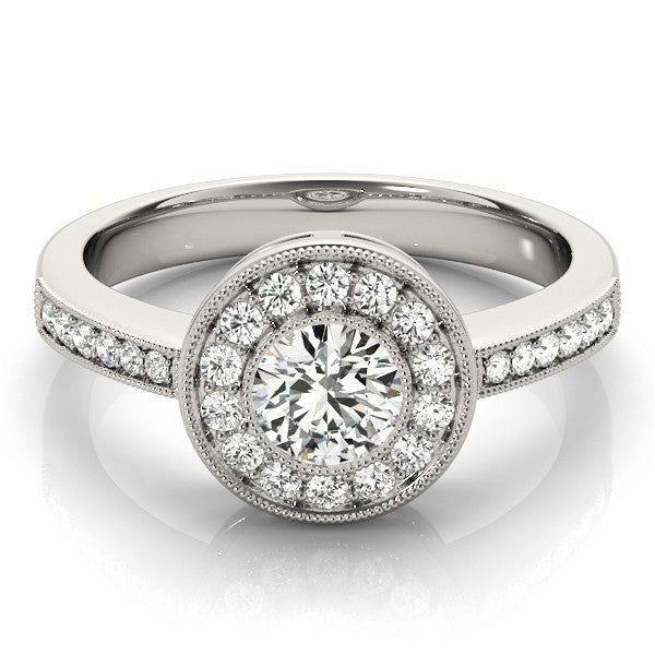 Lab Grown Round Diamond Halo Engagement Ring