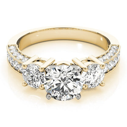 Lab Grown Round Diamond Trilogy Engagement Ring Platinum 2CT DE/VS