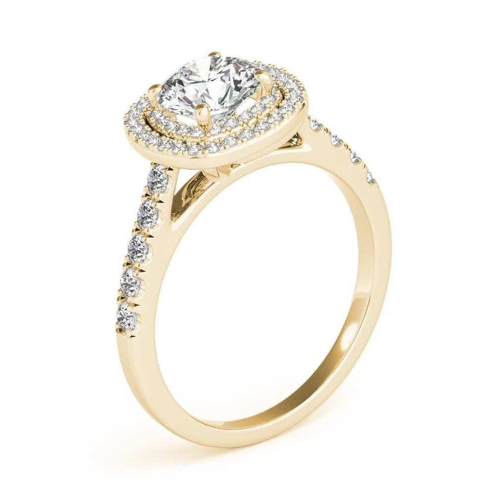 Lab Grown Round Cut  Diamond Halo Engagement Ring