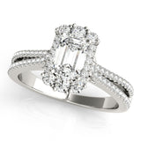 Lab Grown Emarald Diamond Halo Engagement Ring
