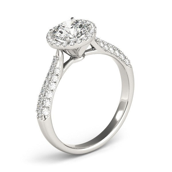 Lab Grown Round Diamond Halo Engagement Ring 