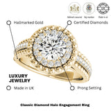 Lab Grown Round Diamond Halo Engagement Ring 