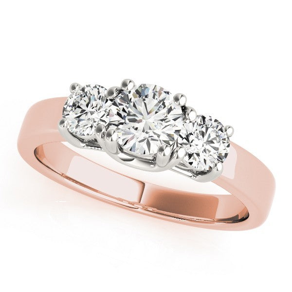 Lab Grown Round Diamond 3 Stone Engagement Ring Platinum
