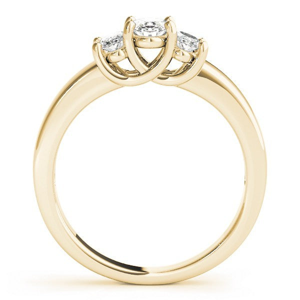 Lab-Grown Oval Cut Diamond Trilogy Engagement Ring 18K White Gold