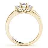 Lab-Grown Oval Cut Diamond Trilogy Engagement Ring 18K White Gold