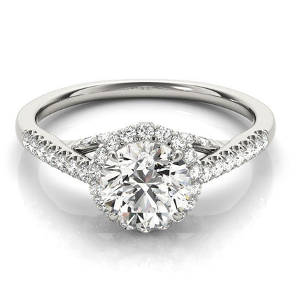 Lab Grown Round Diamond Halo Engagement Ring 18K Yellow Gold
