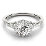 Lab Grown Round Diamond Halo Engagement Ring 18K Yellow Gold