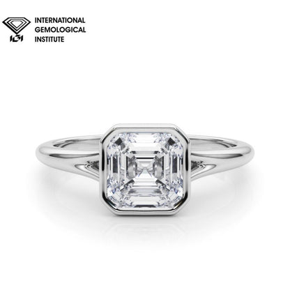 IGI Certified Lab Created D/VS  Asscher Cut Diamond Solitaire Engagement Ring