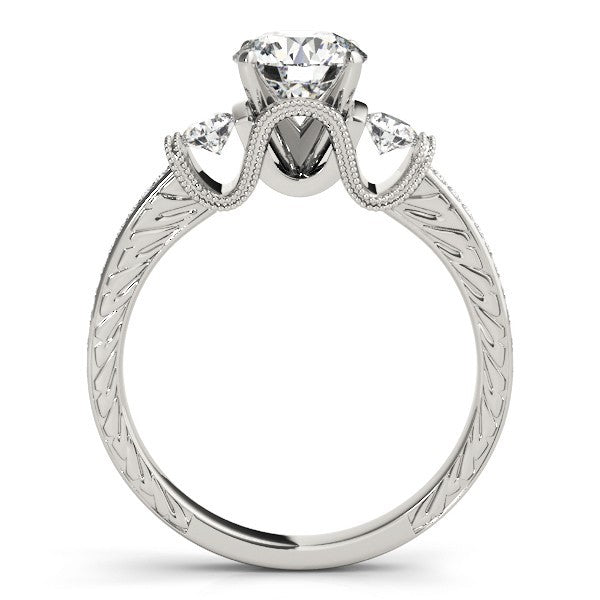 2.00Ct Round Lab Grown Diamond 3 Stone Designer Engagement Ring Platinum