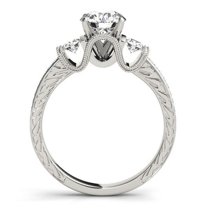 2.00Ct Round Lab Grown Diamond 3 Stone Designer Engagement Ring Platinum