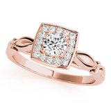 Lab Grown Round Diamond Halo Engagement Ring 