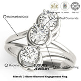 Lab Grown Round Diamond Trilogy Engagement Ring Platinum