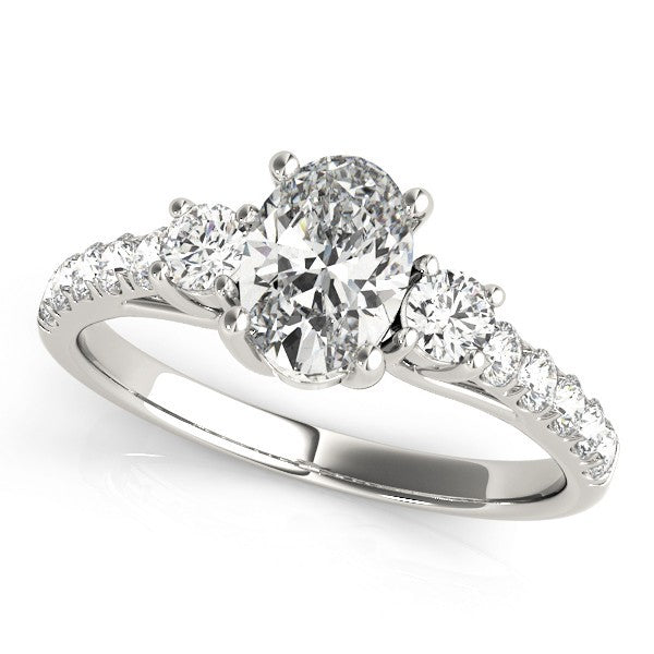 2.00CT Lab Grown Oval Diamond Trilogy Engagement Ring Platinum