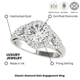 Lab Grown Round Cut Diamond Halo Engagement Ring