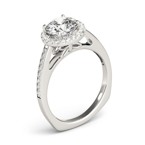 Lab Grown Round Diamond Halo Engagement Ring