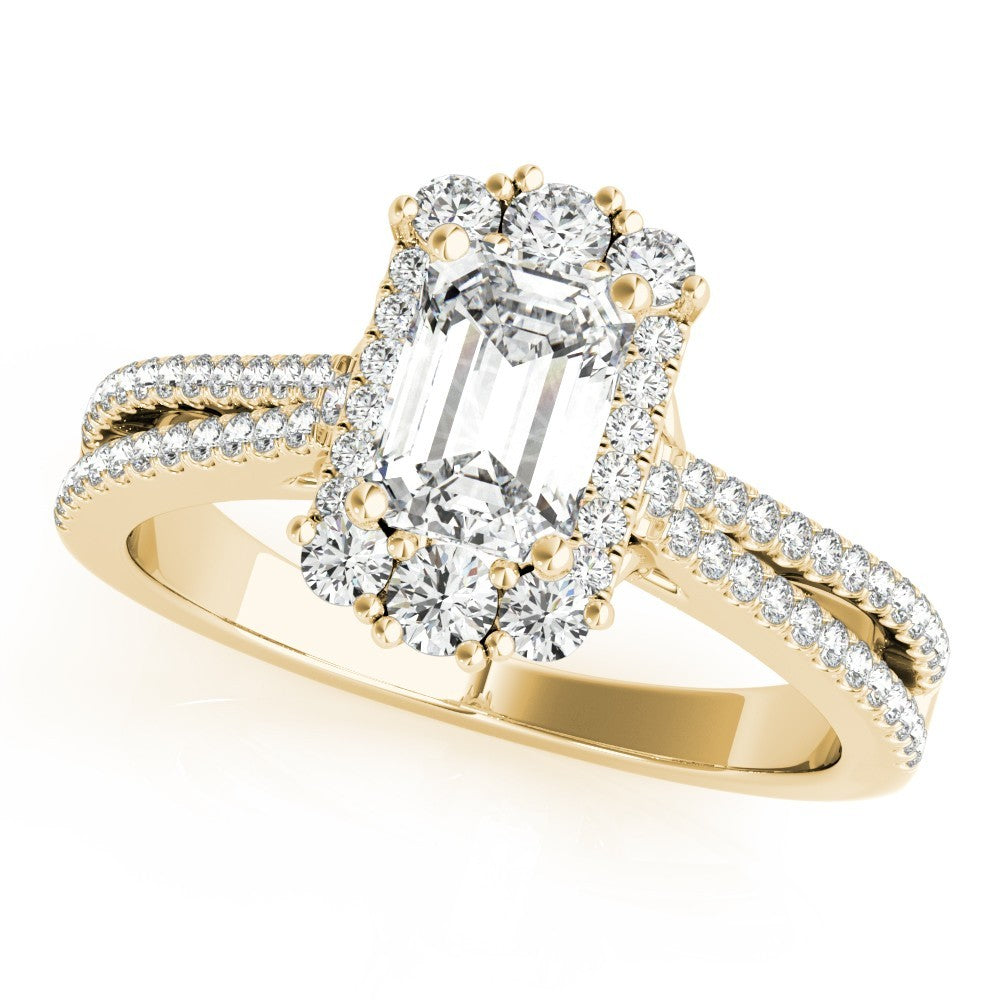Lab Grown Emarald Diamond Halo Engagement Ring