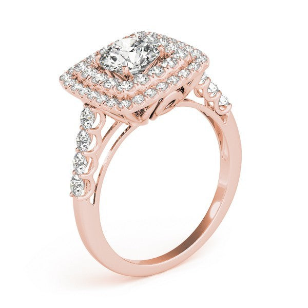 Lab Grown Round Cut Diamond Halo Engagement Ring 