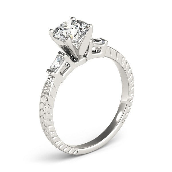 Lab-Grown Round Cut Diamond Trilogy Engagement Ring In Platinum 2CT DE/VS