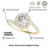 Lab Grown Round Diamond Halo Engagement Ring
