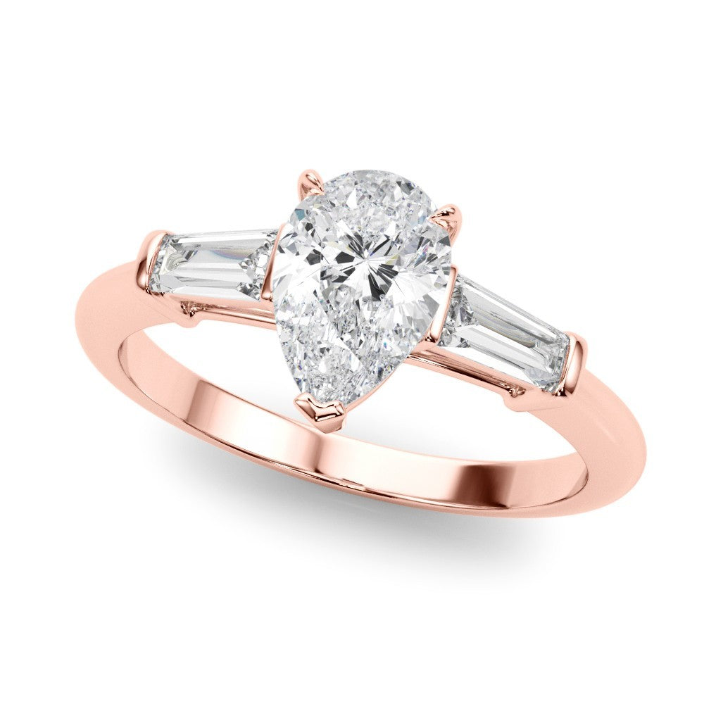 Lab-Grown Pear Cut Diamond 3 Stone Engagement Ring