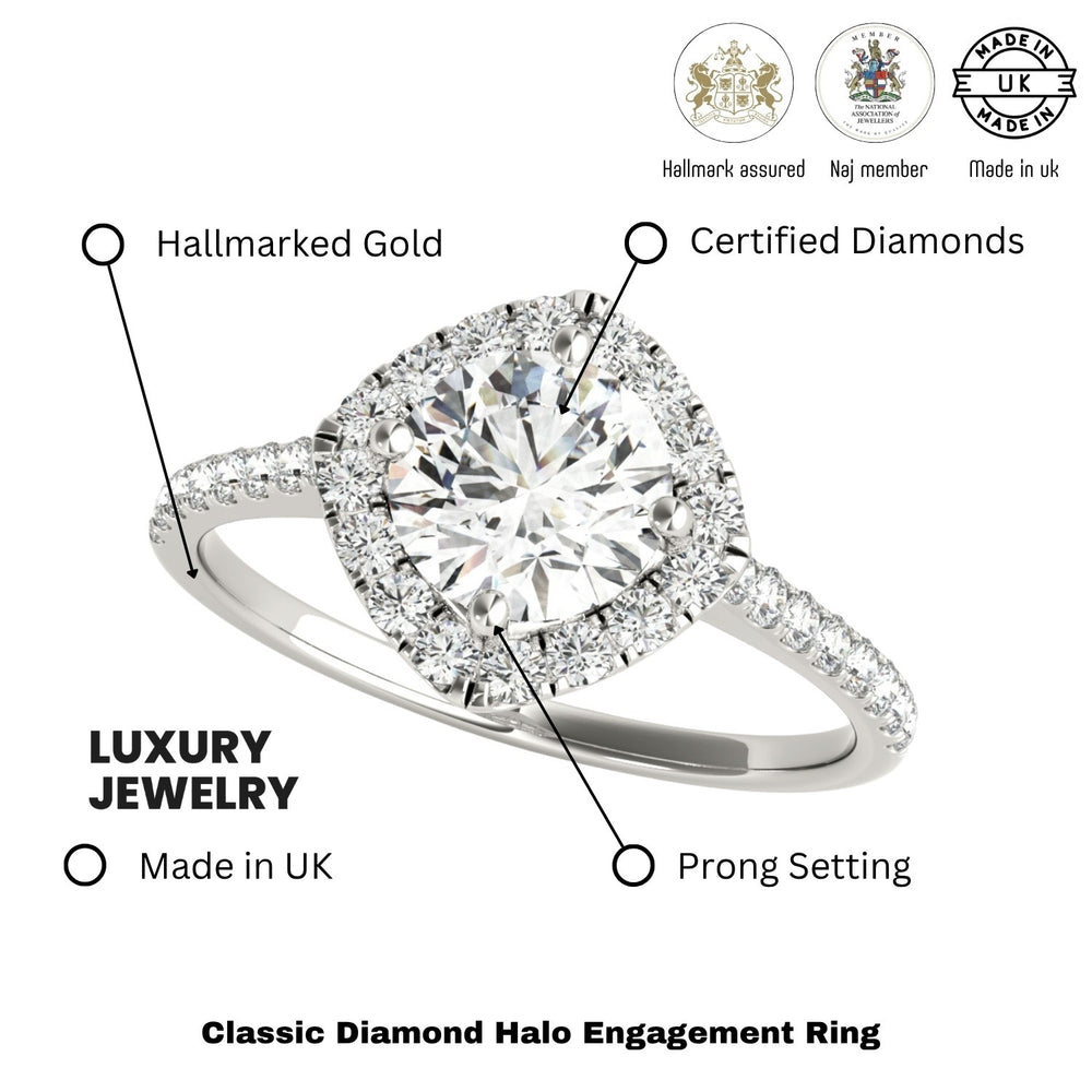 Lab-Grown Diamond Halo Engagement Ring in Platinum