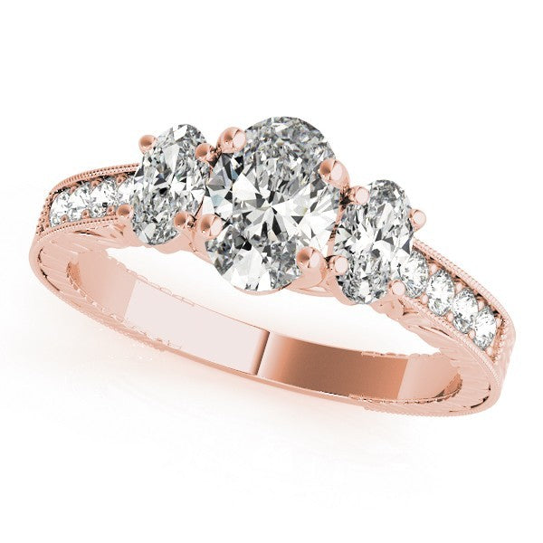 Lab Grown Oval Cut Diamond Trilogy Engagement Ring Platinum In 2.00ct DE/VS