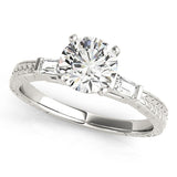Lab-Grown Round Cut Diamond Trilogy Engagement Ring In Platinum 2CT DE/VS