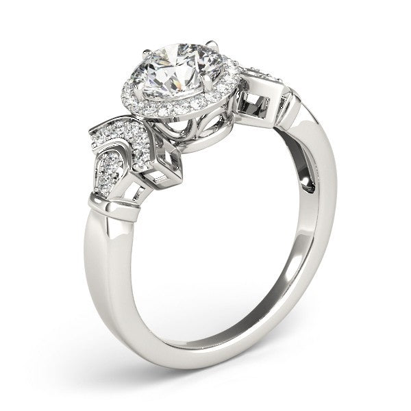 Lab Grown Round Diamond Halo Engagement Ring