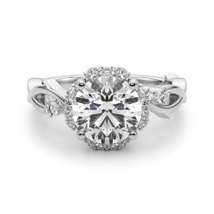 Lab-Grown Round Cut Diamond Halo Engagement Ring Platinum