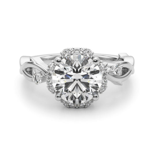 Lab-Grown Round Cut Diamond Halo Engagement Ring Platinum