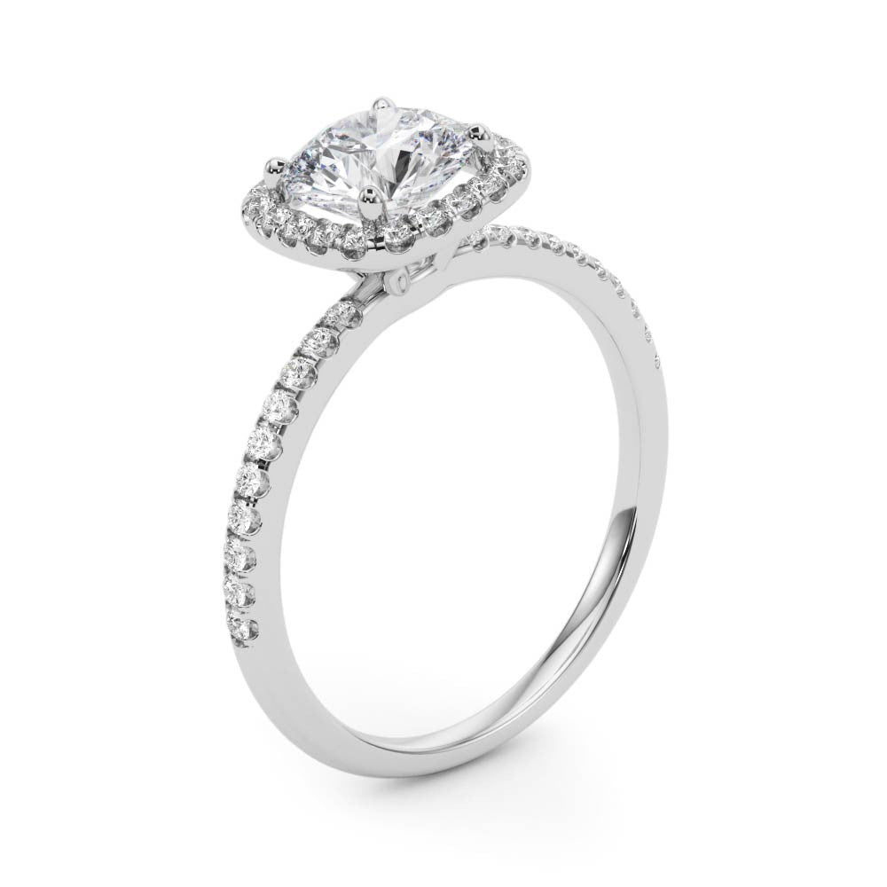 Lab Grown Round Diamond Halo Engagement Ring 