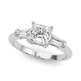 Lab-Grown Square Cut Diamond 3 Stone Engagement Ring