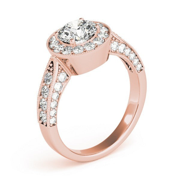 Lab Grown Round Diamond Halo Engagement Ring