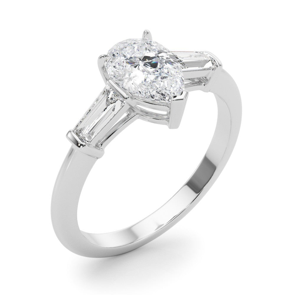 Lab-Grown Pear Cut Diamond 3 Stone Engagement Ring