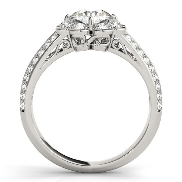 Lab Grown Round Cut Diamond Halo Engagement Ring