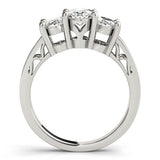 Lab-Grown Oval Diamond 3 Stone Engagement Ring In 18K White Gold