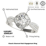 Lab Grown Round Diamond Halo Engagement Ring