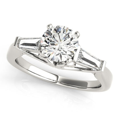 18K Yellow Gold Lab-Grown Round Diamond Trilogy Engagement Ring