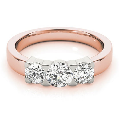 Platinum Lab Grown Round Diamond Trilogy Engagement Ring