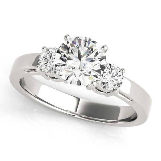Lab Grown Round Diamond 3 Stone Engagement Ring Platinum DE/VS 2CT
