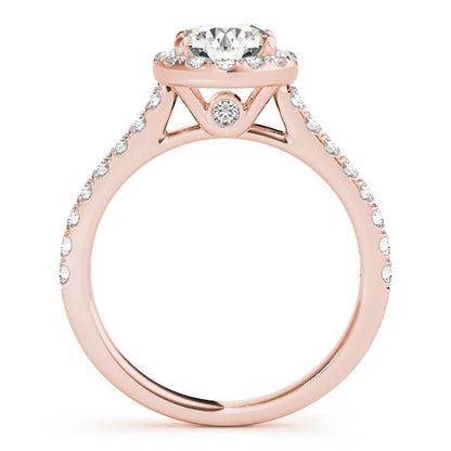 Lab Grown Round Cut  Diamond Halo Engagement Ring